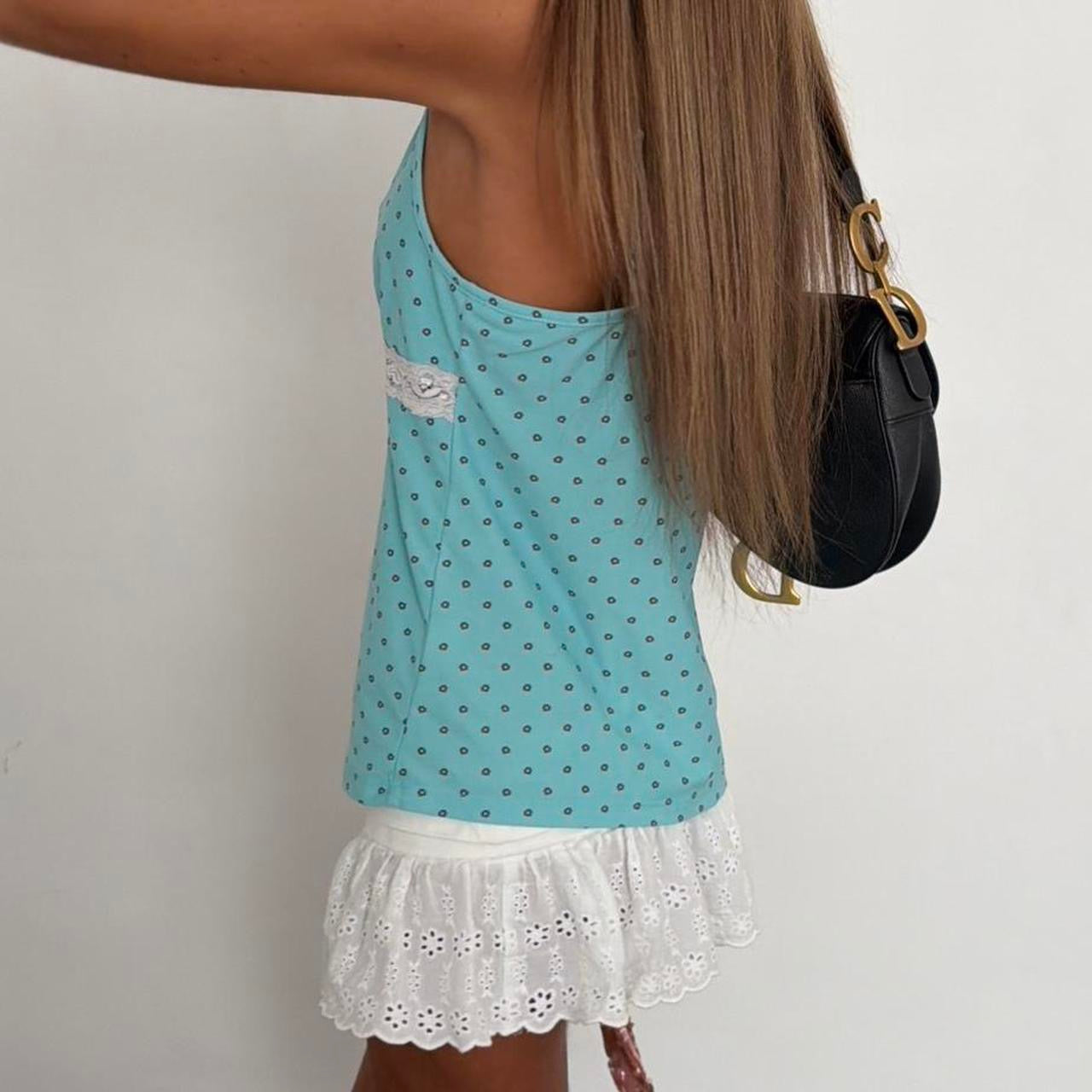 Vintage 00s blue polka dot cami top