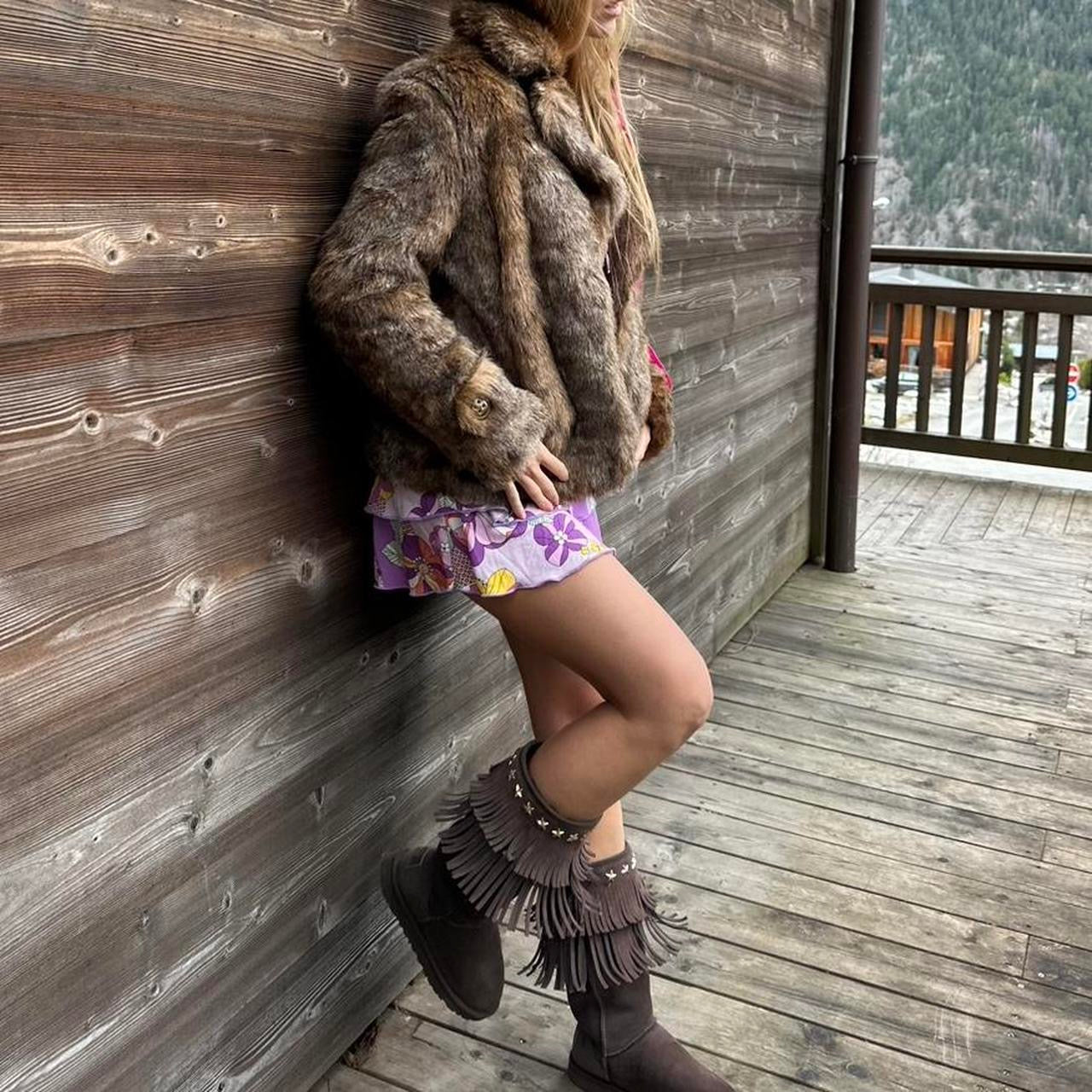 Vintage 90’s brown faux fur jacket