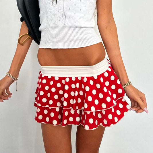 Vintage 90’s red polka dot layered mini skirt