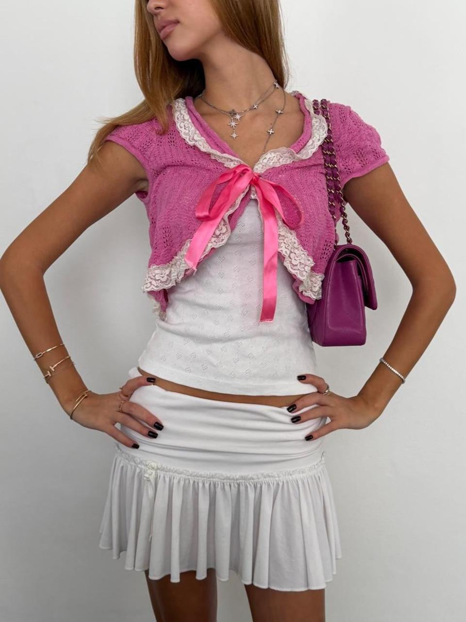 Vintage 00’s pink lace layering top