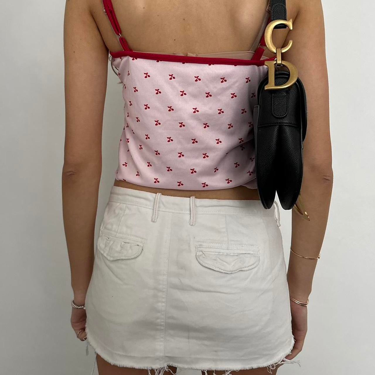 Vintage pink cherry print cami top