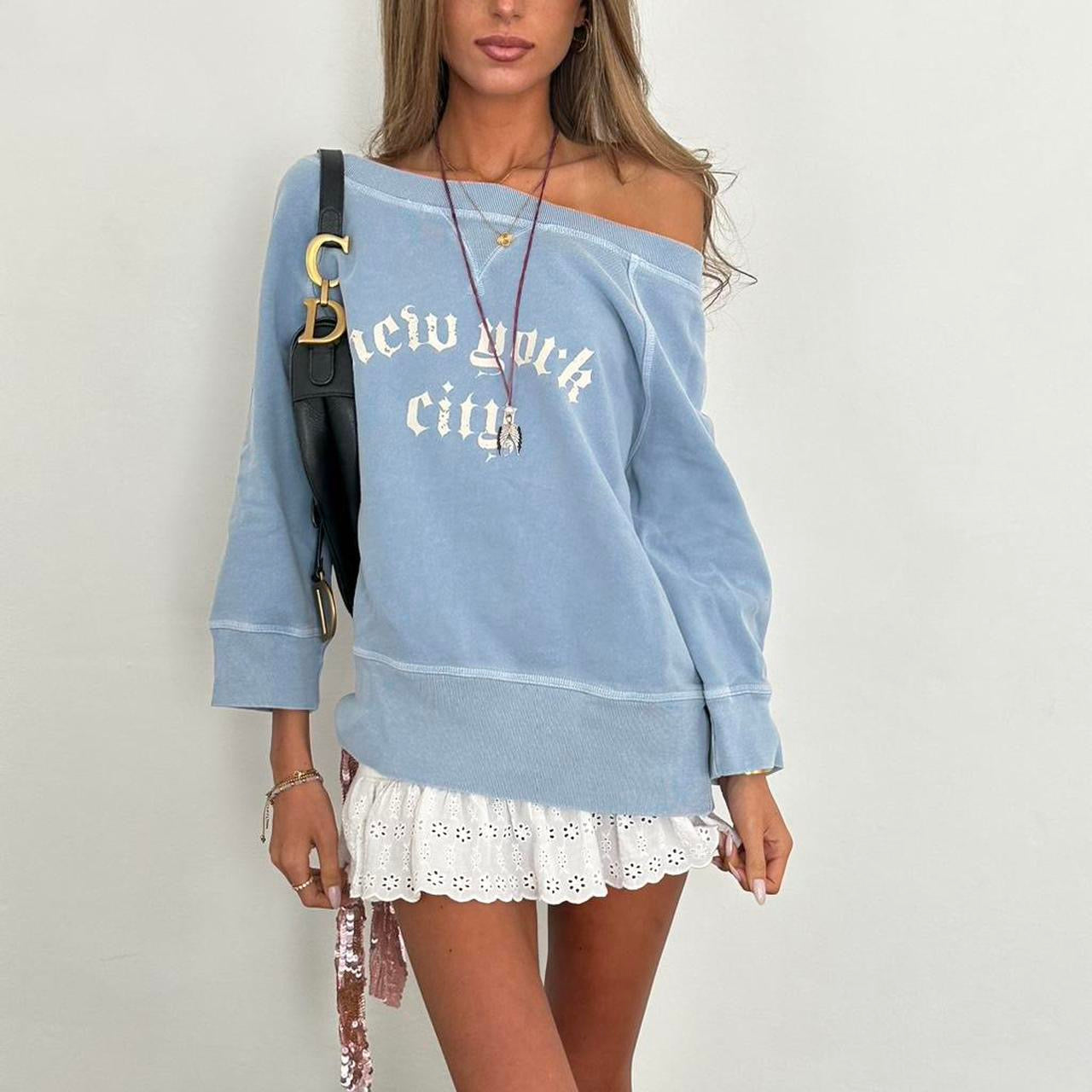 Vintage 90’s New York off the shoulder sweatshirt top