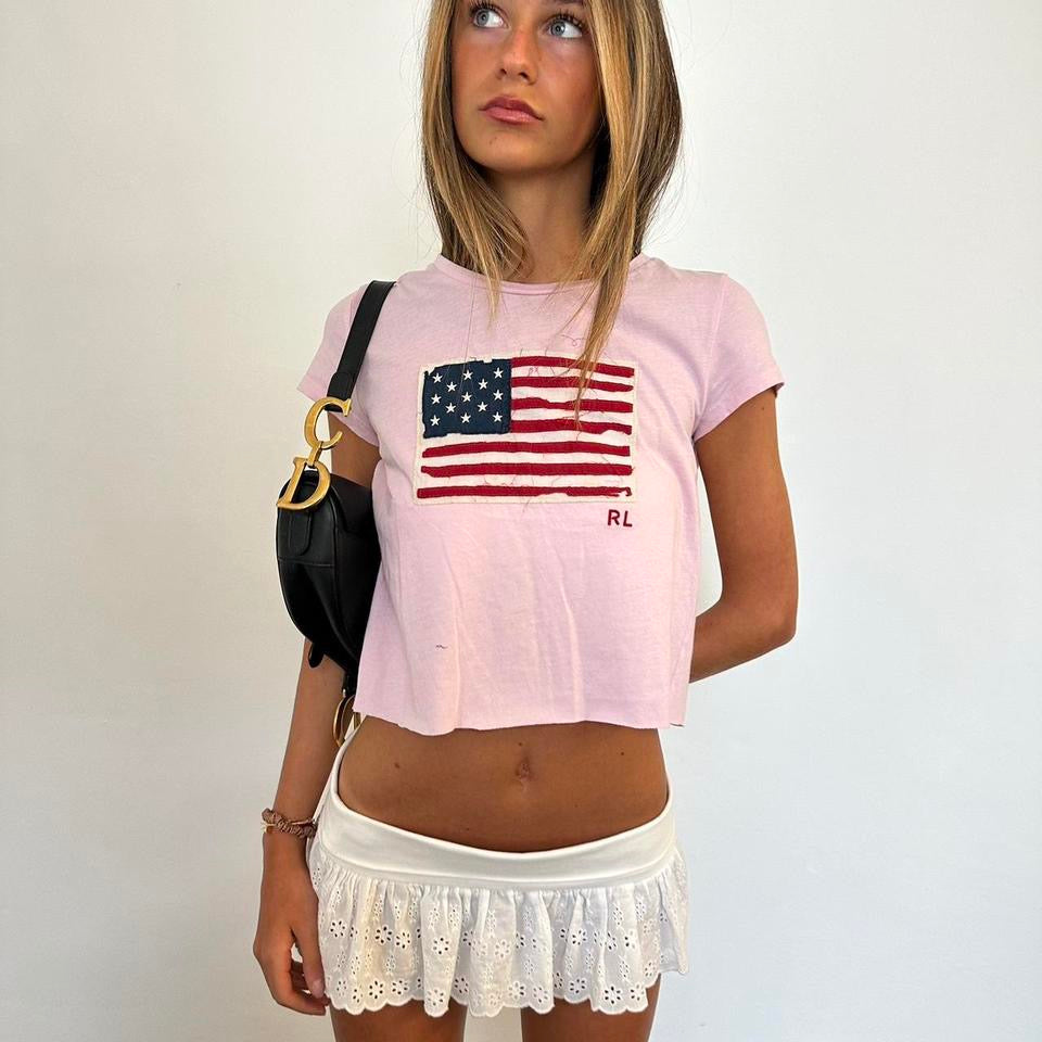 Vintage Ralph Lauren pink flag rare baby tee