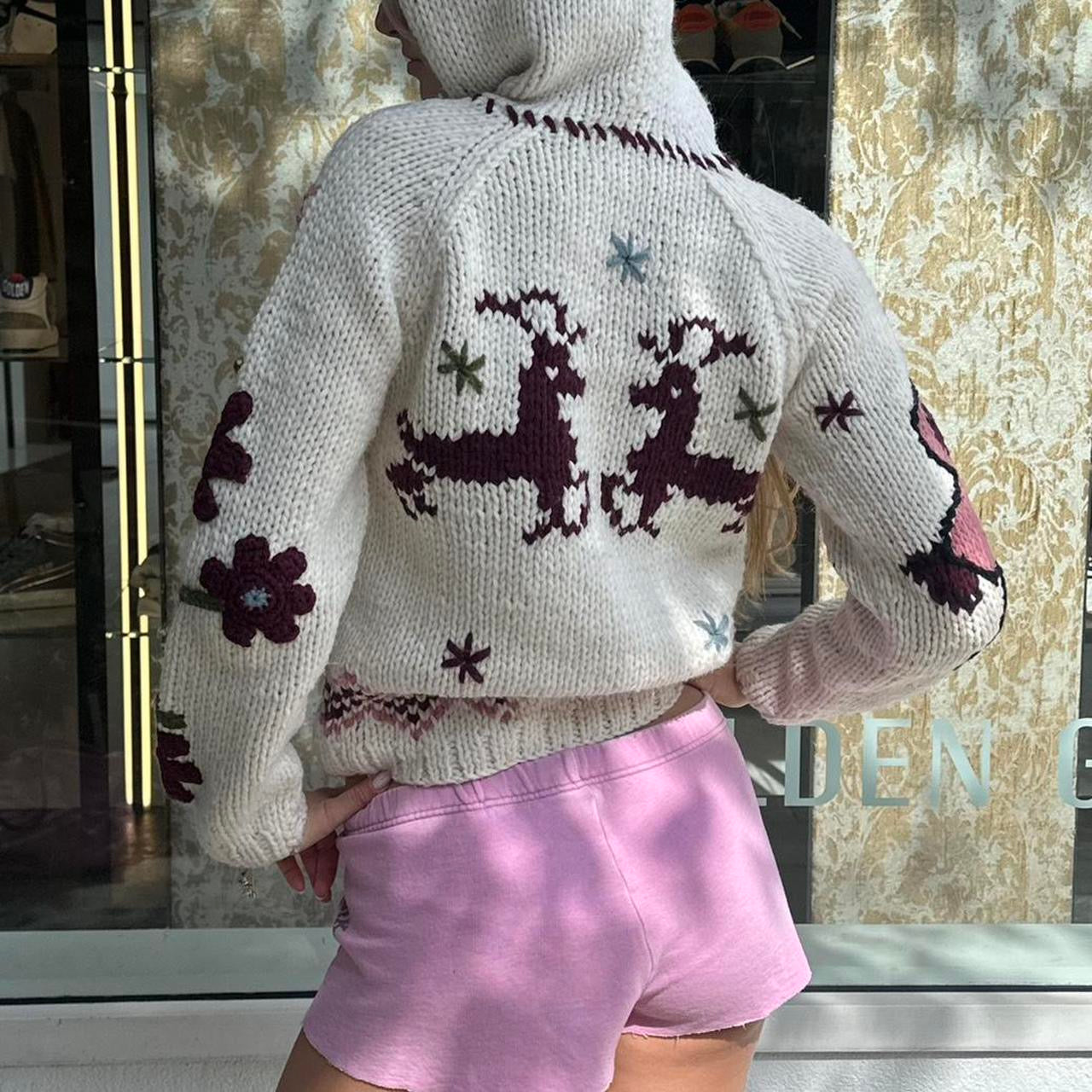 Vintage 2000’s floral knitted zip up hoodie