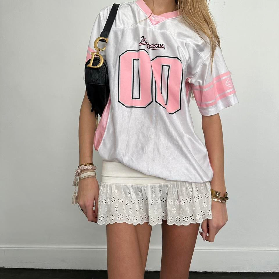 Vintage 90’s white and pink silky jersey