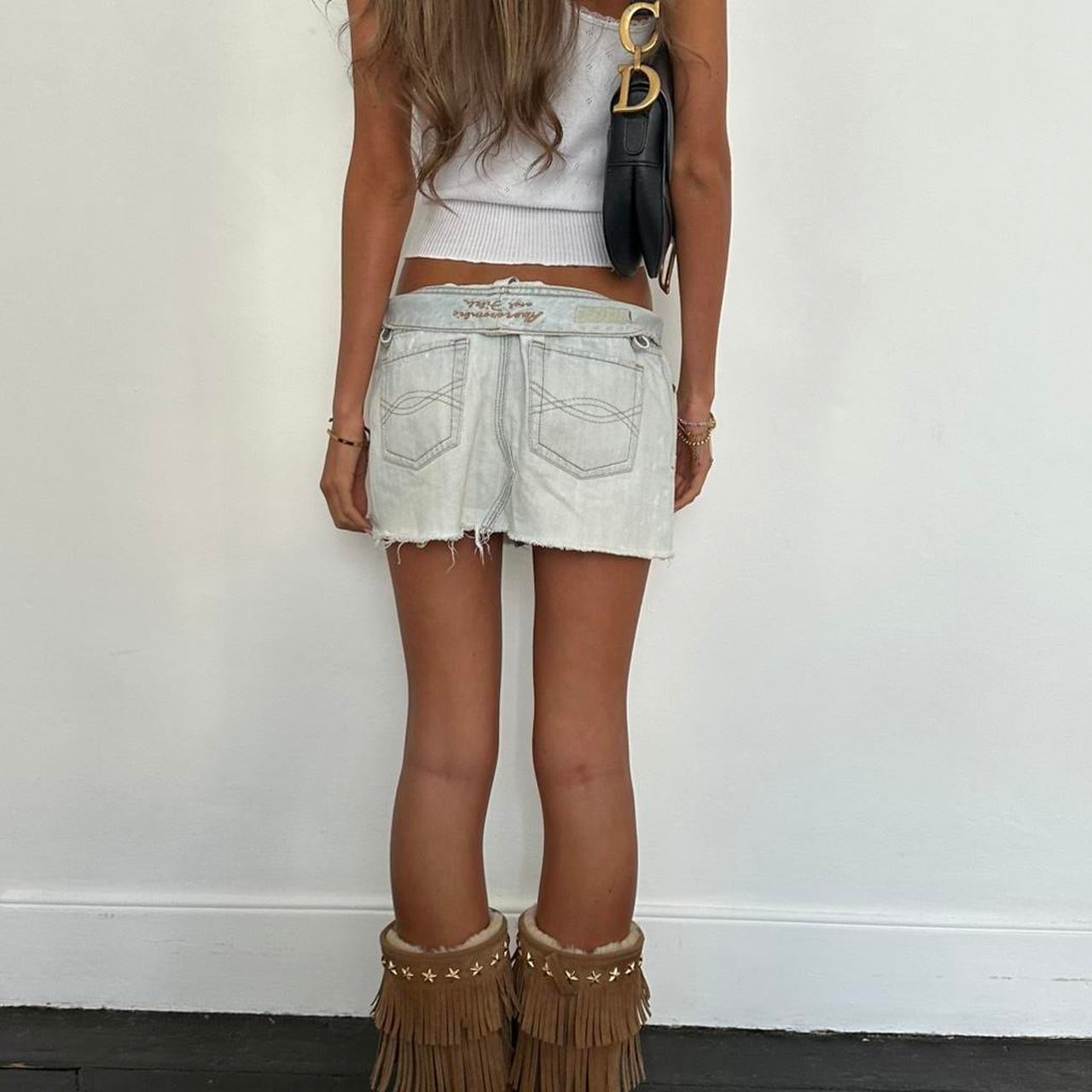 Vintage Abercrombie and Fitch 00’s denim distressed mini skirt