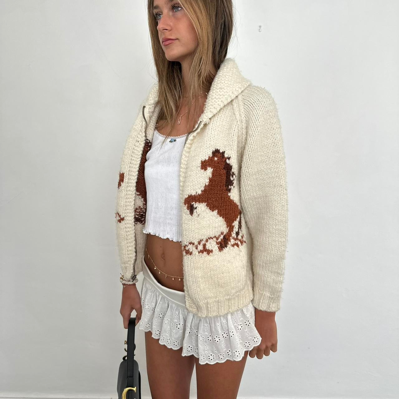 Vintage 90s knitted horse 🐴 jacket 🤍