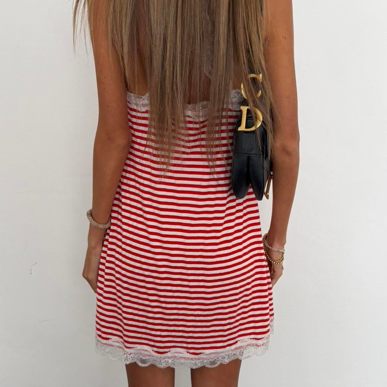 Vintage 00s striped red mini dress