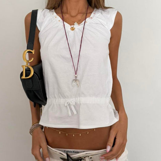 Vintage 00s white boho top