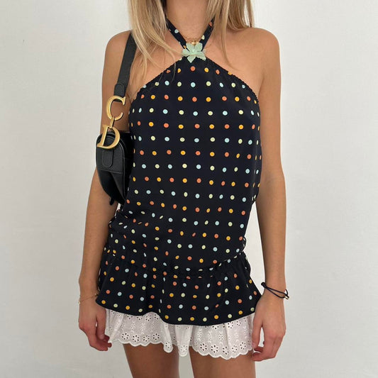 Vintage 2000s polka dot halter neck top