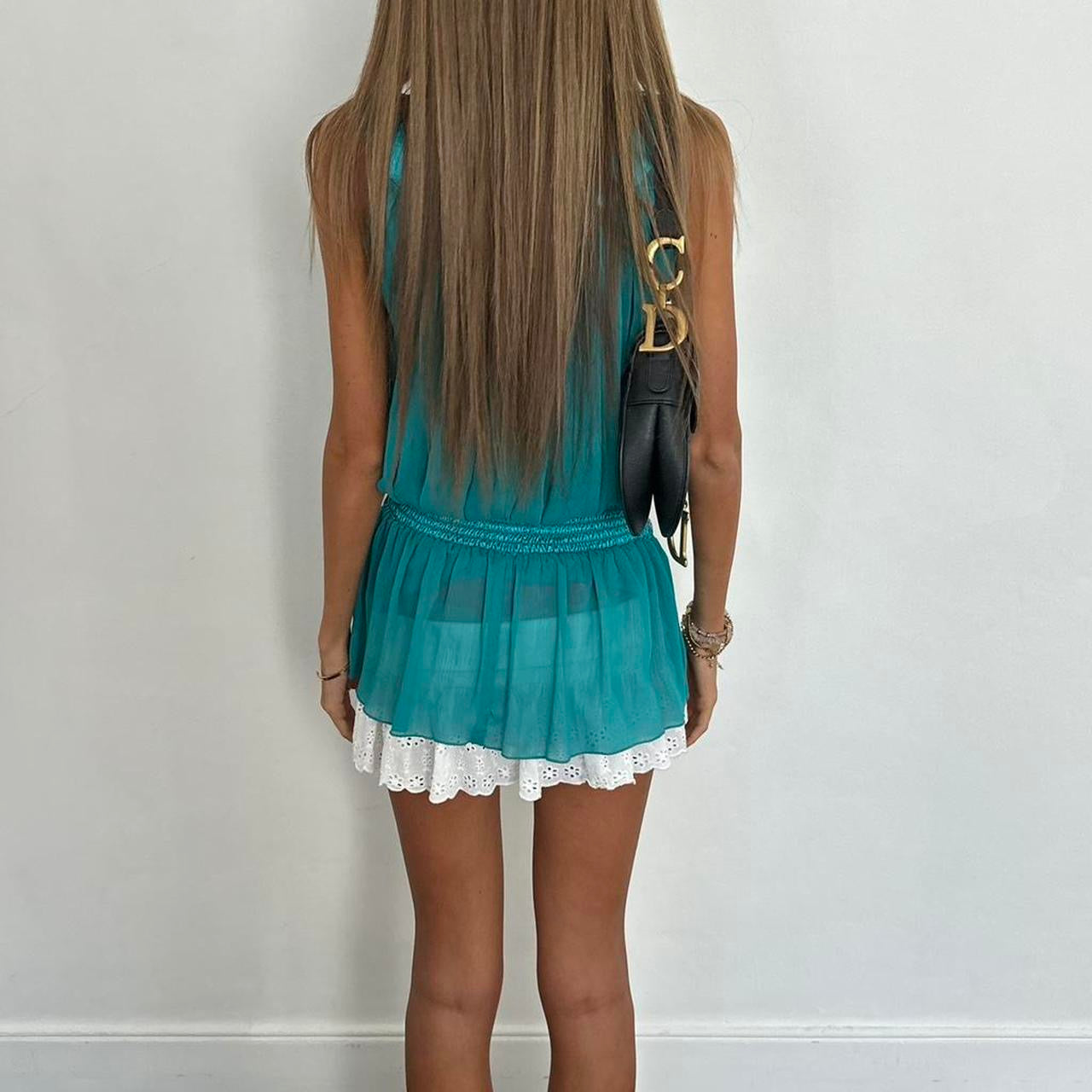 Vintage 90’s aqua blue sequin top