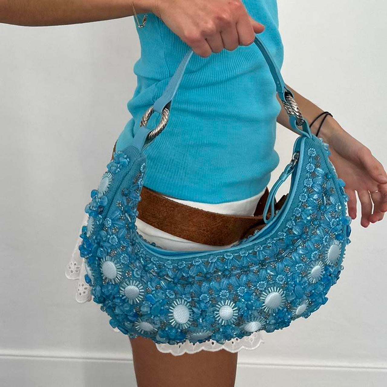 Vintage sequin embellished blue bag