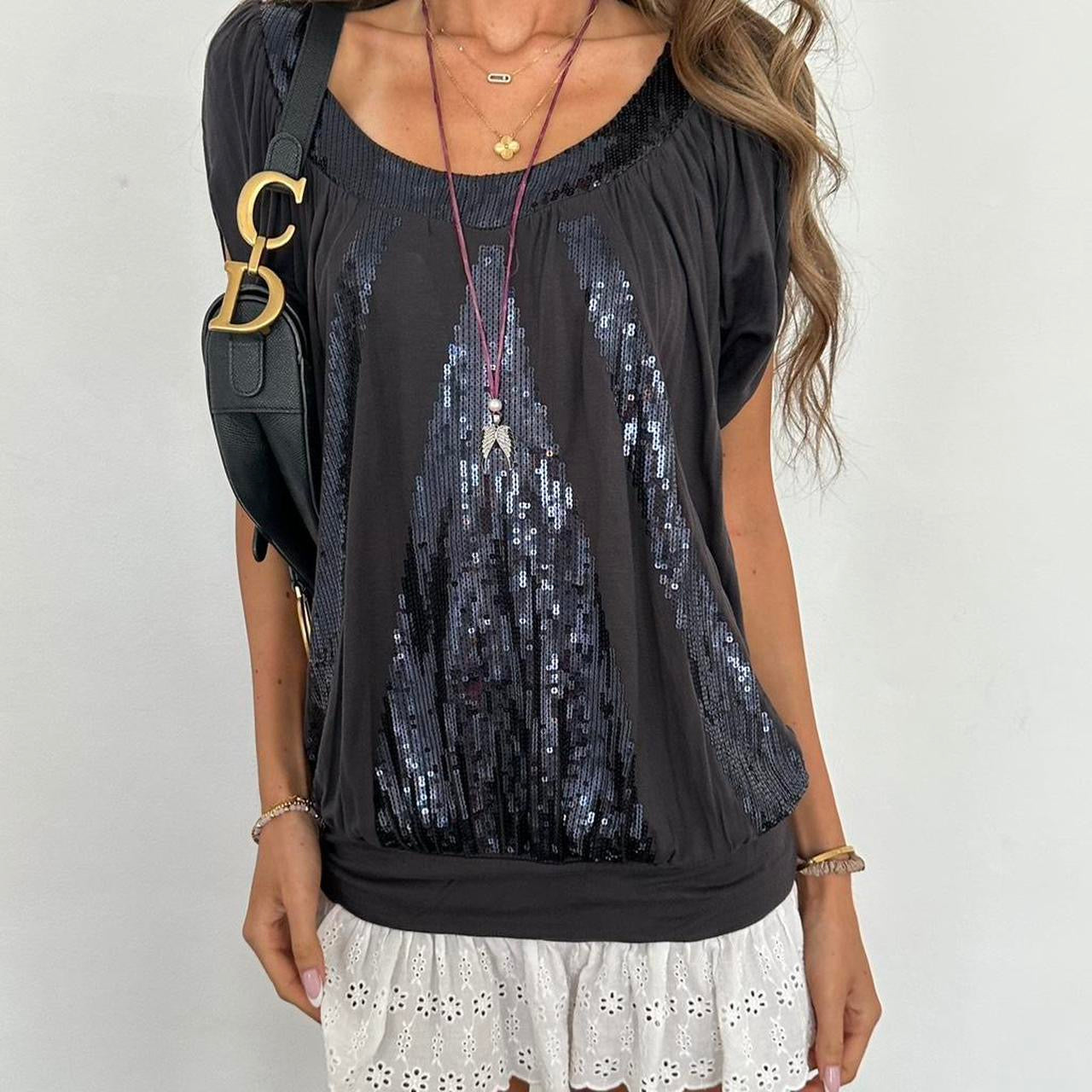 Vintage 2000s black sequin top
