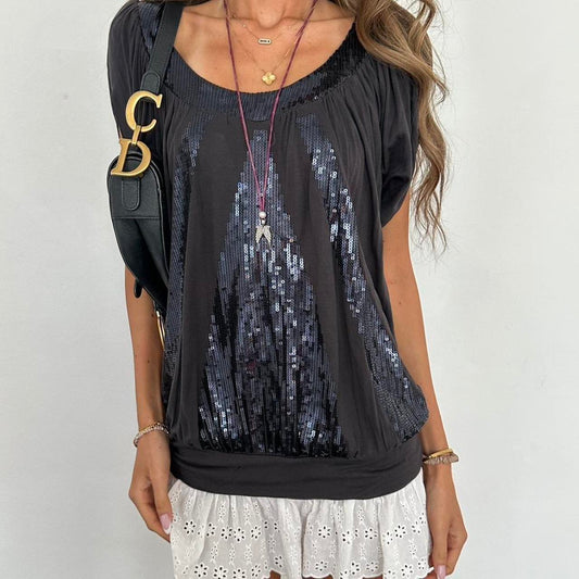 Vintage 2000s black sequin top