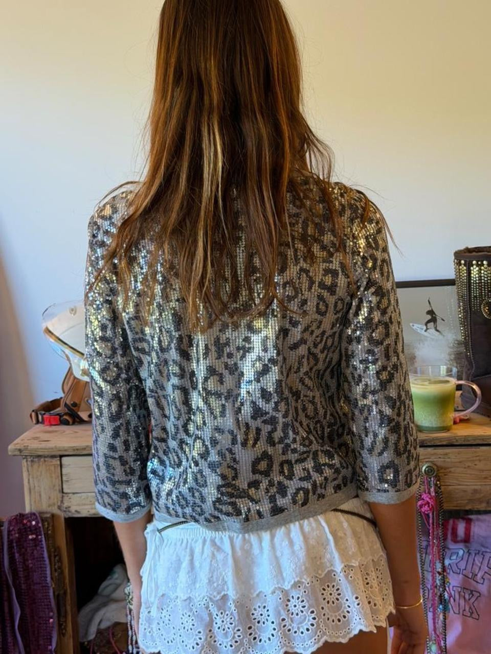 Vintage 00’s sequin leopard cardigan