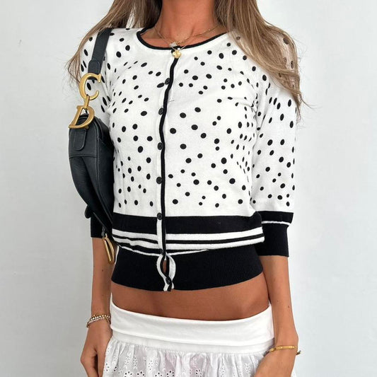 Vintage 90’s black & white polka dot cardigan