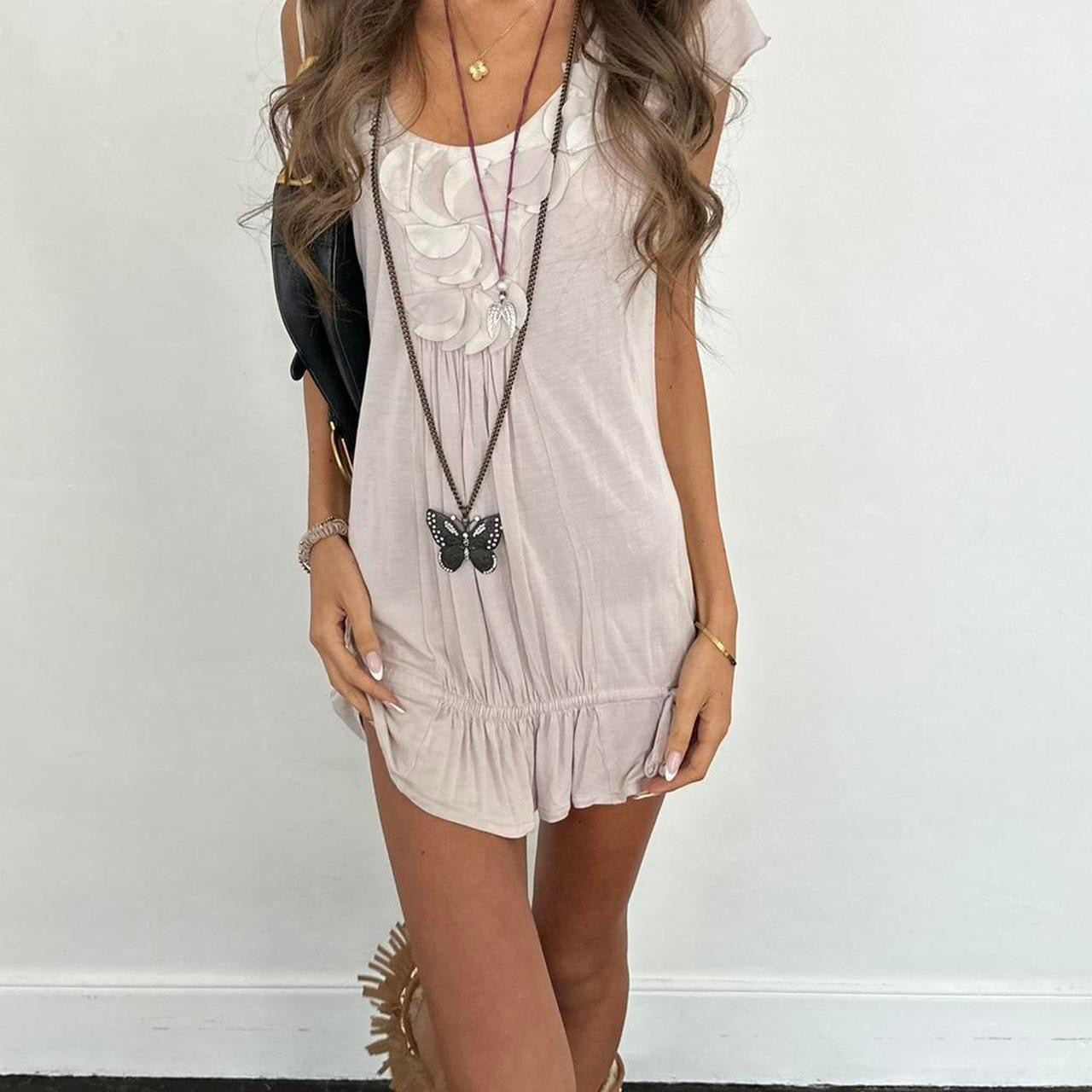 Vintage 00s embellished cream mini dress