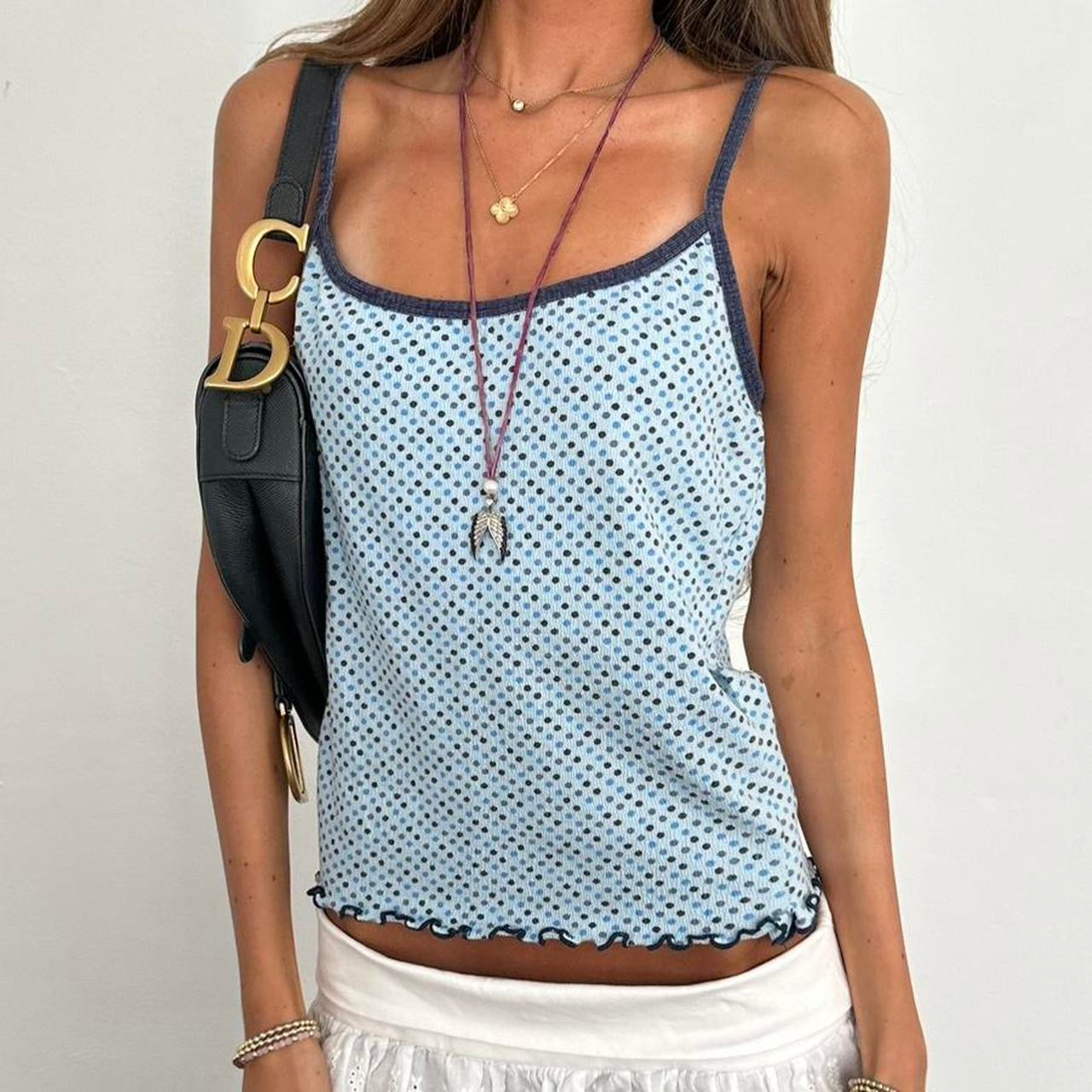 Vintage 2000’s blue polka dot top