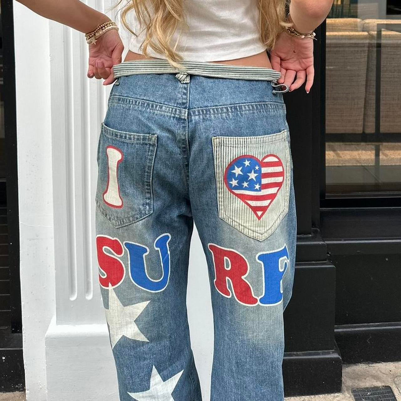 Vintage iconic rare 90s I love surf jeans 🩵🏄🏼‍♀️