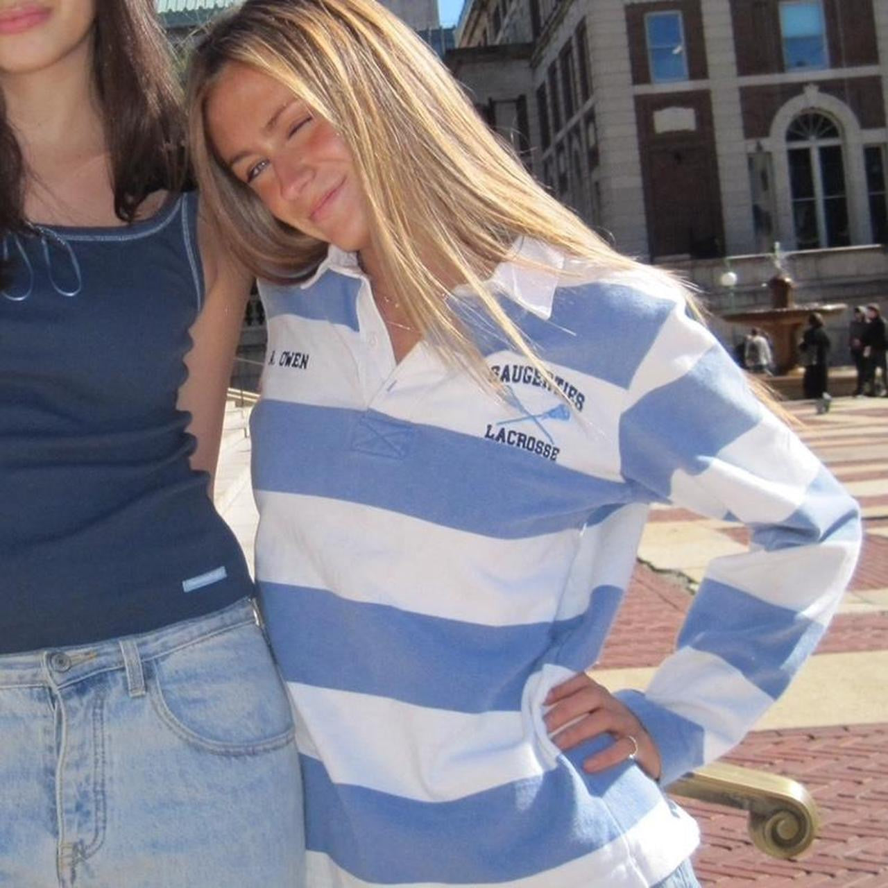 Vintage 2000’s blue striped long sleeve lacrosses polo