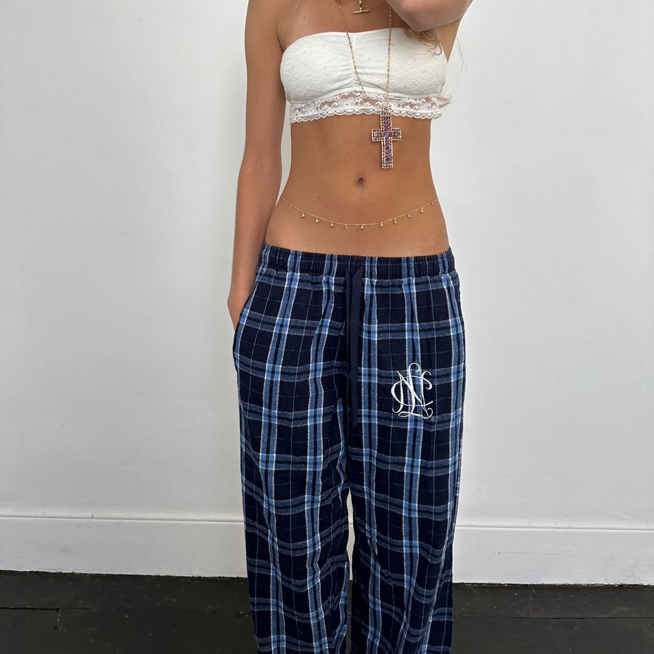 Vintage blue and navy plaid pants