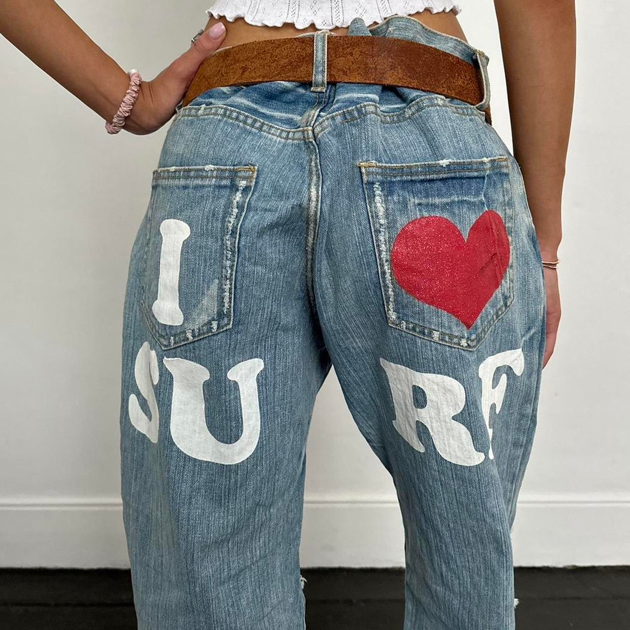 Vintage iconic rare 90s I love surf jeans 🩵🏄🏼‍♀️