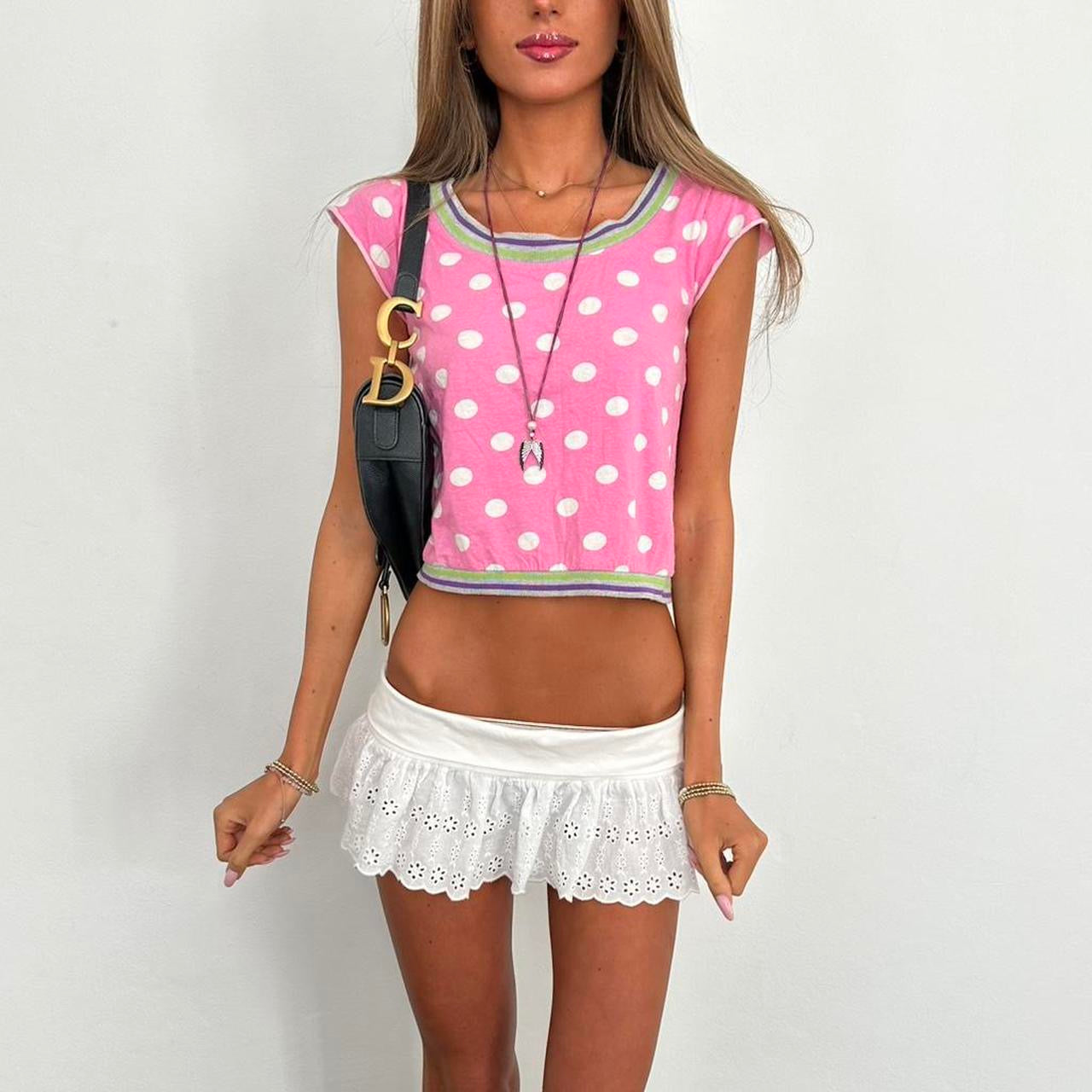 Vintage 2000’s pink polka dot top