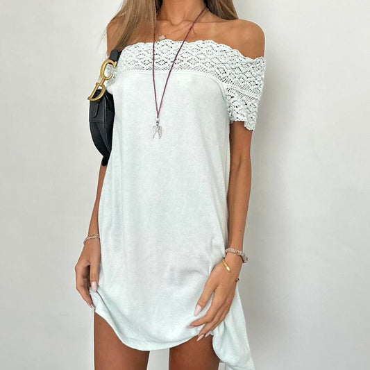 Vintage Juicy Couture light blue towelling crochet mini dress