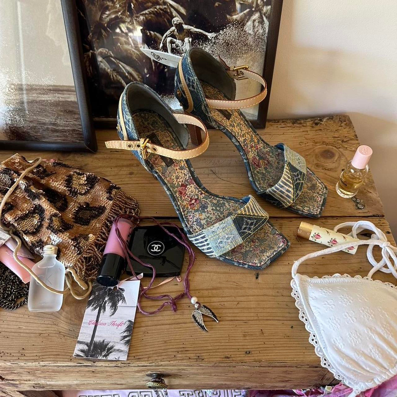 Louis Vuitton Denim Monogram Heeled Sandals