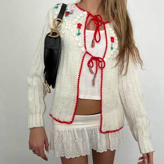 Vintage knitted tie up cardigan