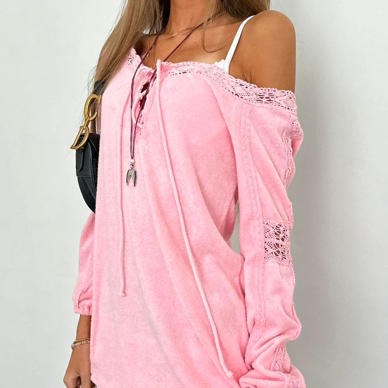 Vintage 90s Juicy Couture pink crochet top
