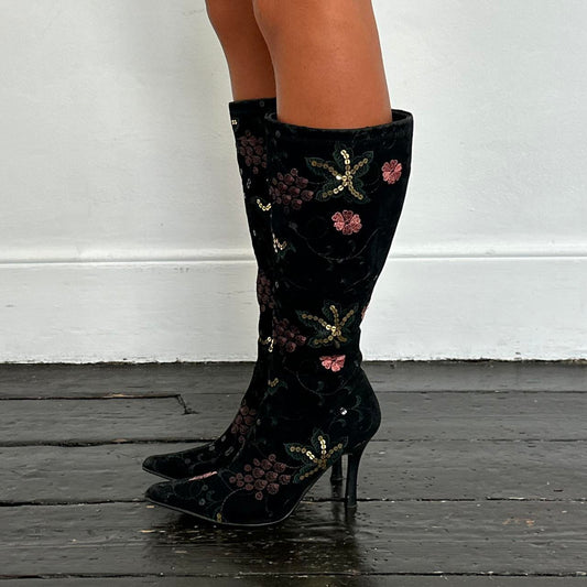 Vintage 90’s Emilio Luca sequin embroidered heel boots