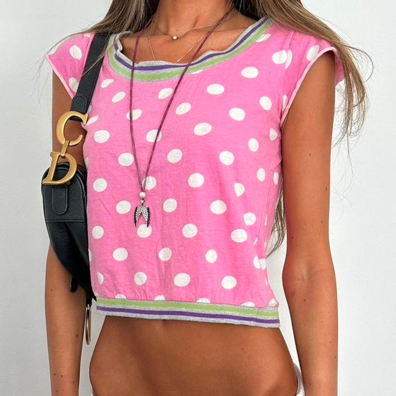 Vintage 2000’s pink polka dot top