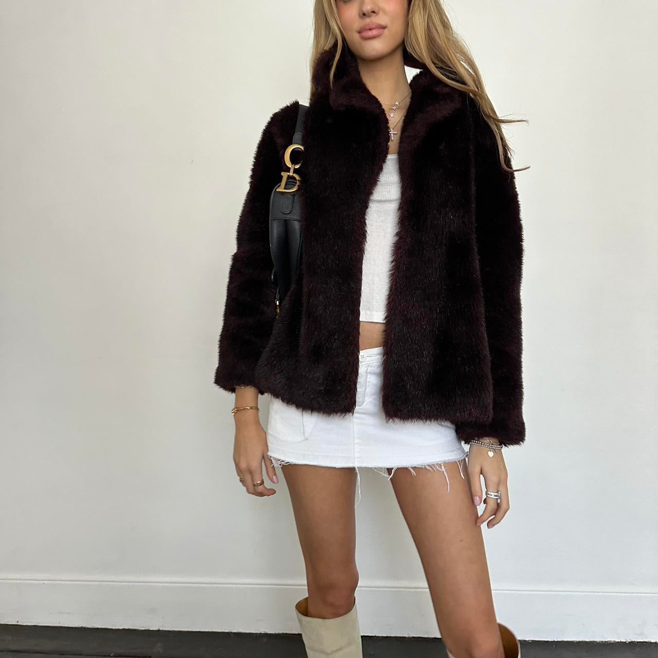 Vintage 2000’s brown faux fur jacket