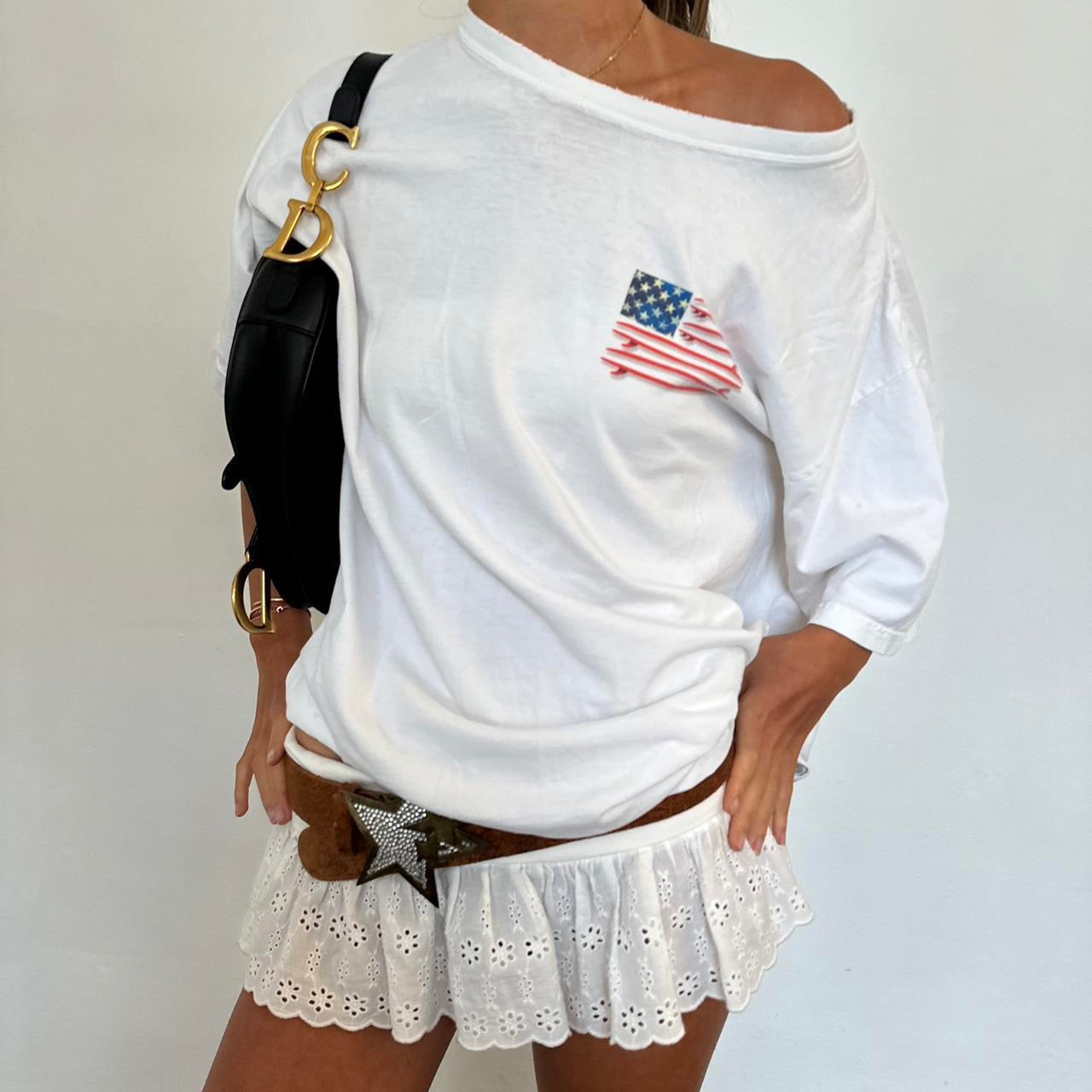 Vintage American flag surfboard oversized tee