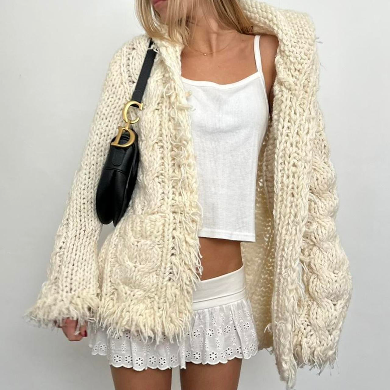 Vintage cream cable knit cardigan