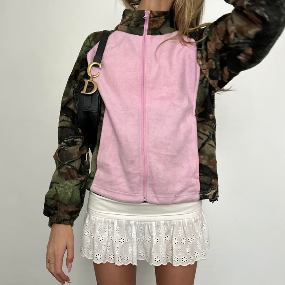 Vintage camouflage and pink fleece jacket