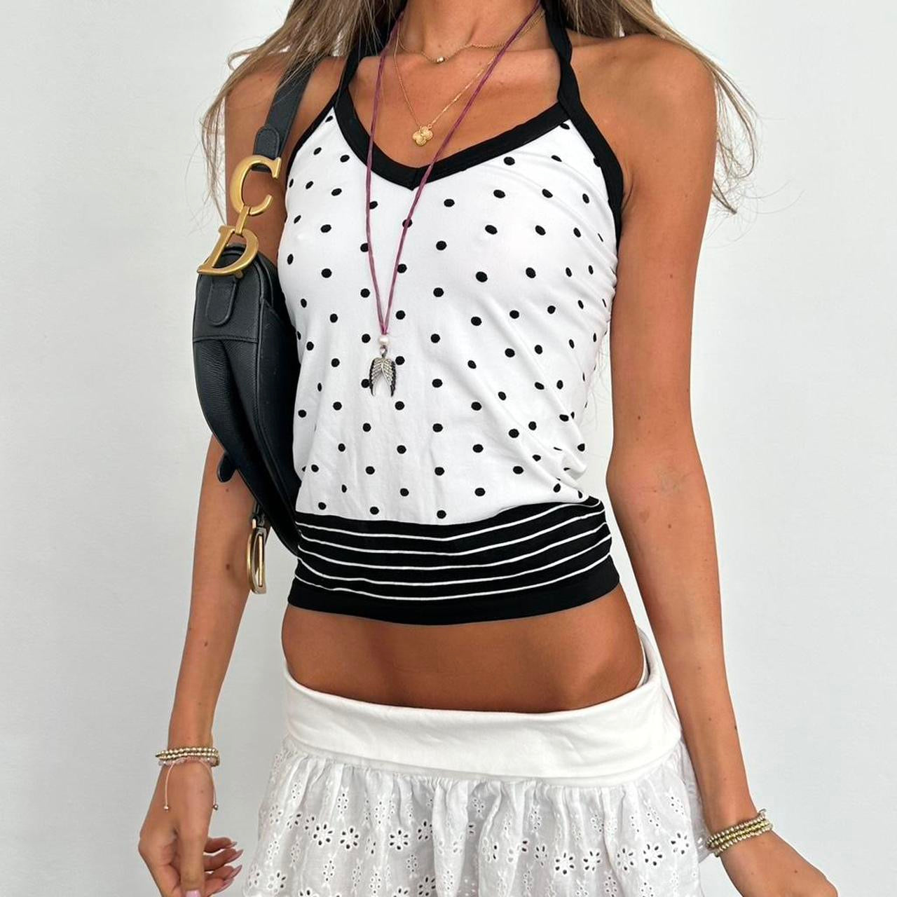 Vintage 2000’s polka dot halter neck top