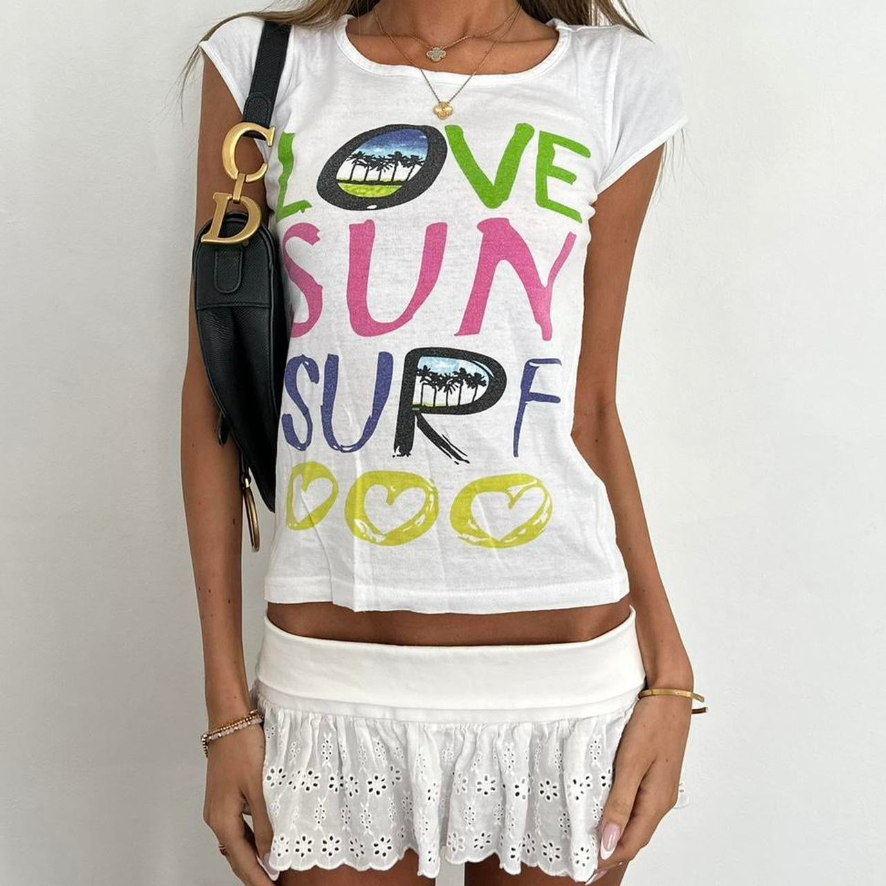 Vintage 00s love sun surf baby tee