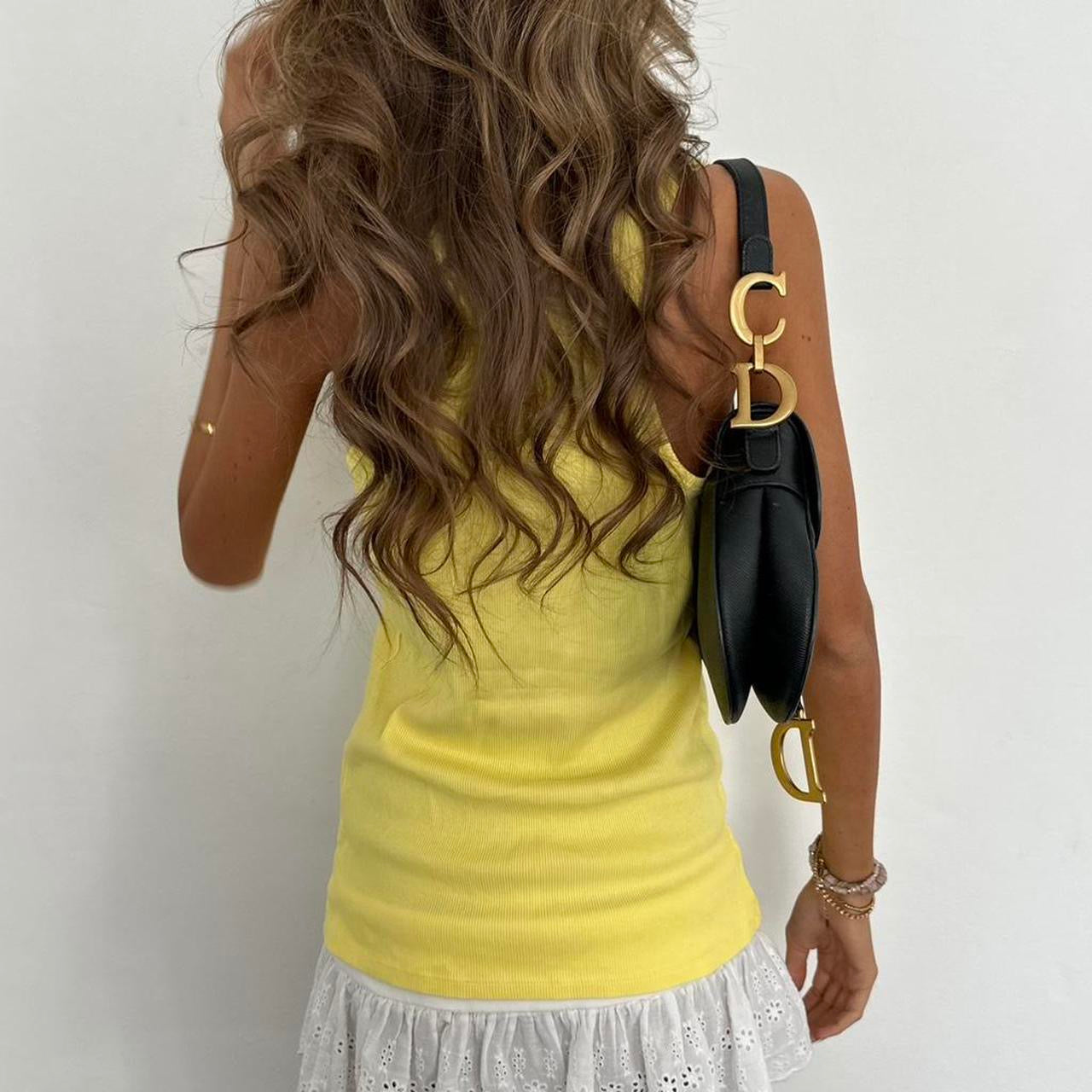 Vintage 2000s rockstar guitar yellow cami top