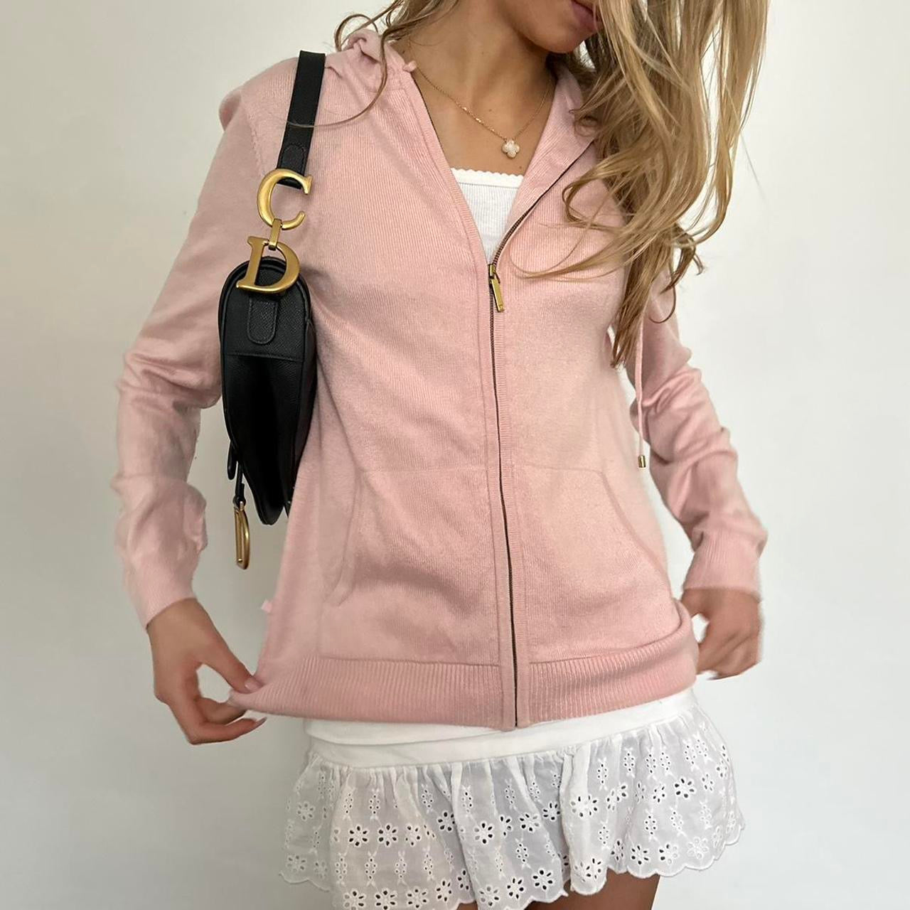 Vintage Ralph Lauren pink knit zip up hoodie