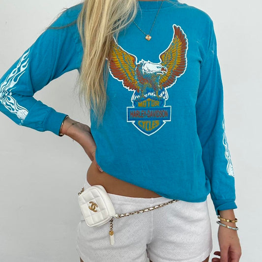 Vintage 90’s Harley Davidson blue long sleeve top