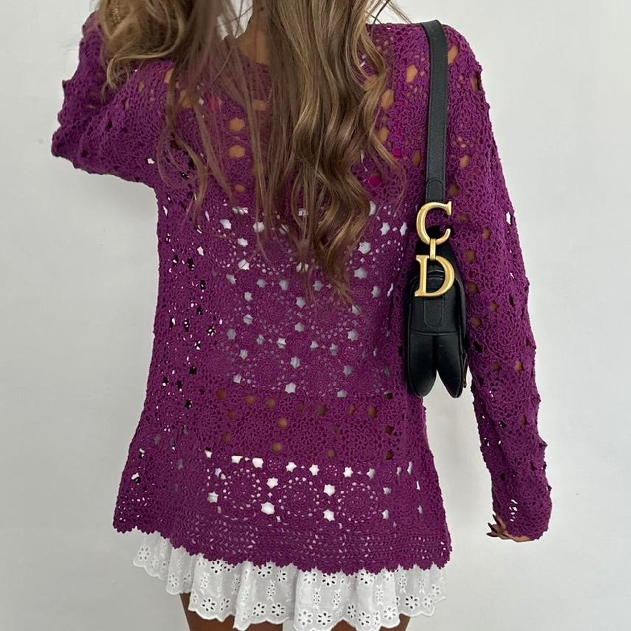 Vintage 90’s purple crochet cardigan