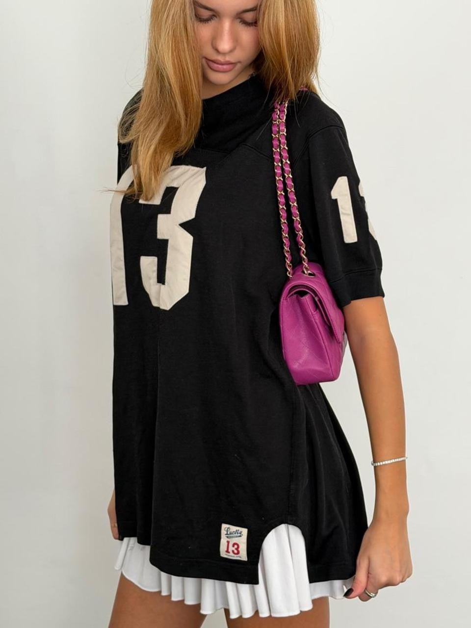 Vintage 00’s black varsity jersey top