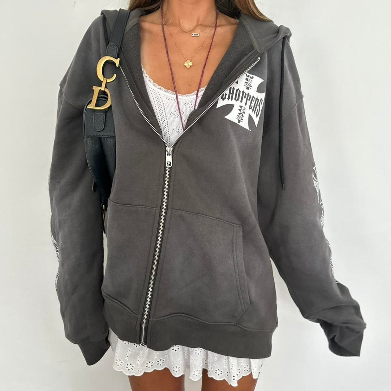 Vintage 2000's West Coast Choppers grey zip up hoodie – Chelsea Thrift