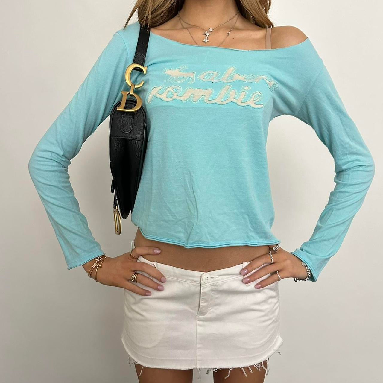 Vintage Abercrombie & Fitch aqua blue long sleeve top