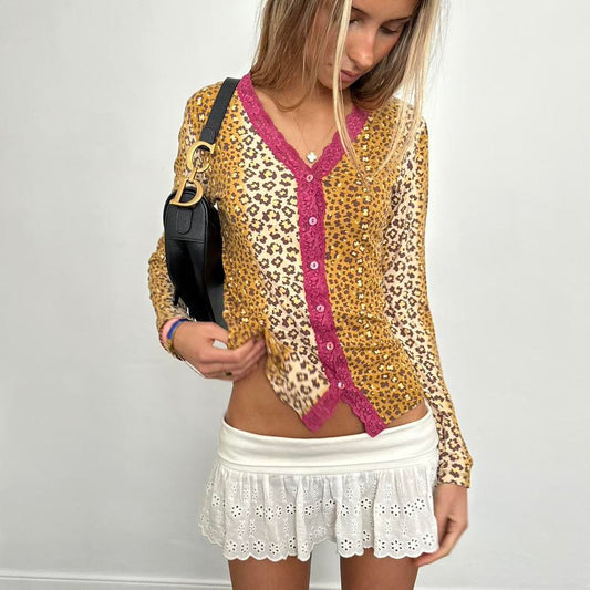 Vintage 90’s lace leopard print cardigan