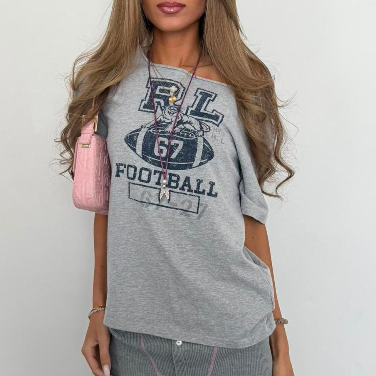 Vintage 00’s grey off the shoulder Polo Ralph Lauren top
