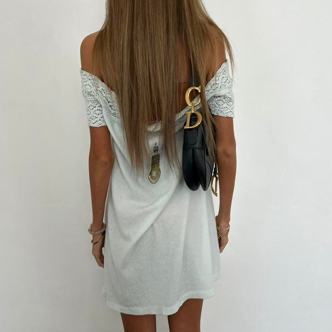 Vintage Juicy Couture light blue towelling crochet mini dress
