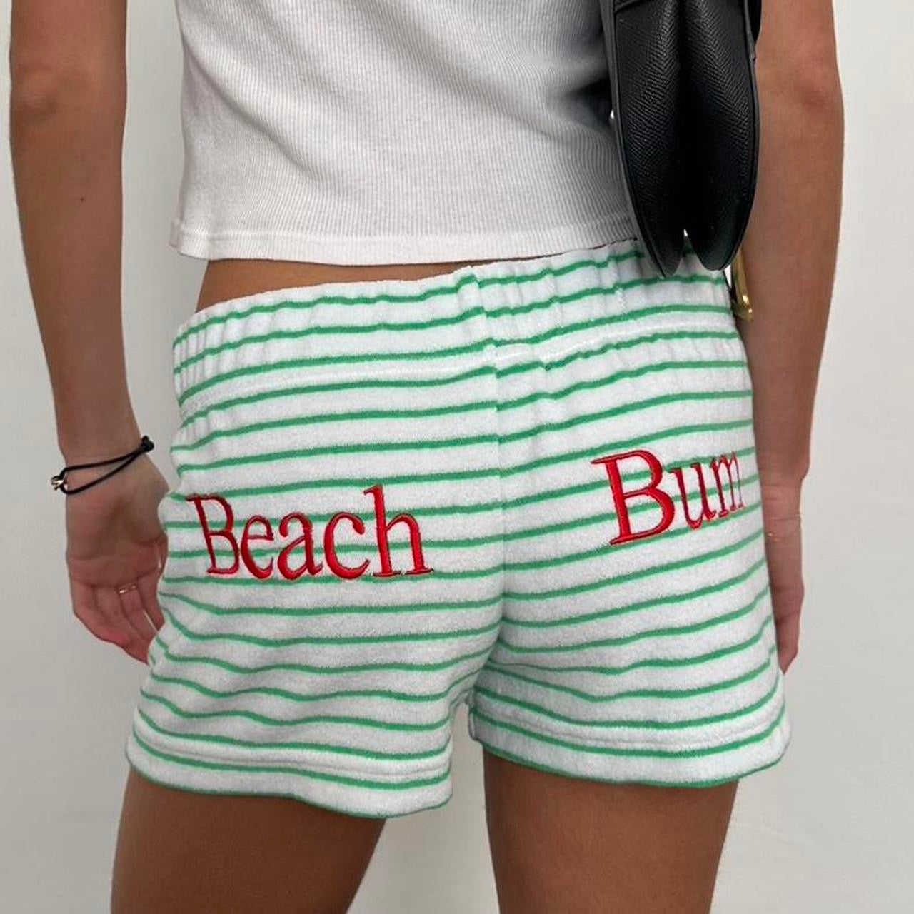 Vintage beach bum green striped shorts